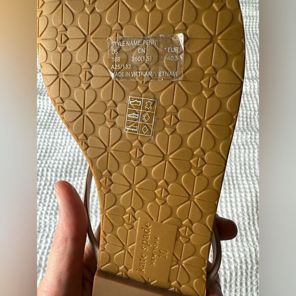 Kate Spade Napa Leather Penny Sandals in Parchment Color Size 10 New in Box - Picture 7 of 7